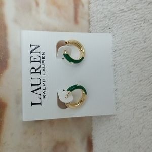 New Ralph Lauren Crystal Huggie Hoop Earriings